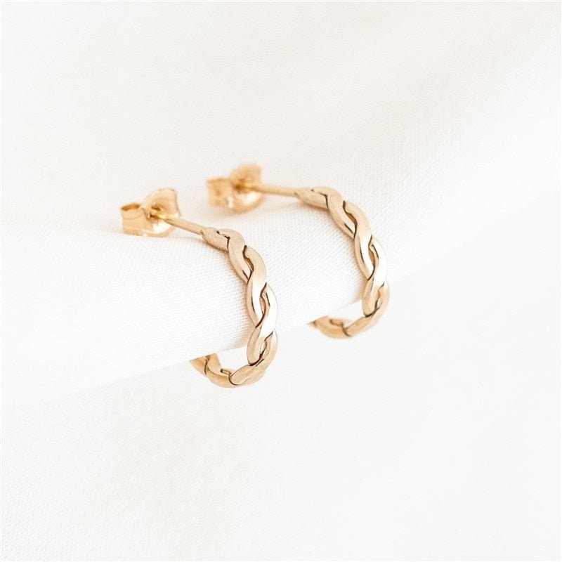 14K Gold Twist Hoop Earrings - Kalyn & Co.