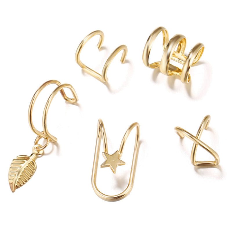 5 Piece Handmade Silver Kris Cross Cuff Climber Earrings - Kalyn & Co.