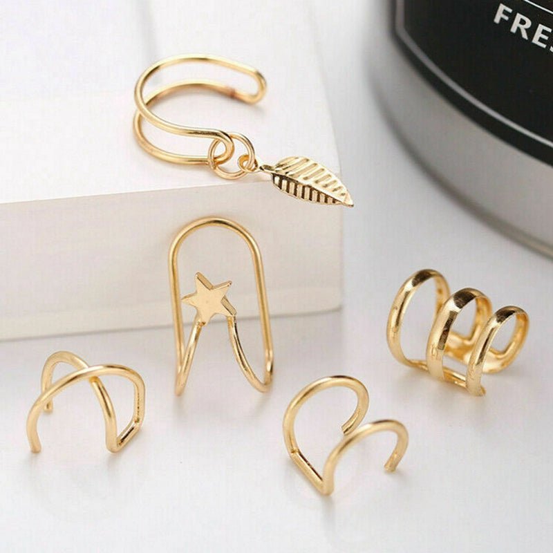 5 Piece Handmade Silver Kris Cross Cuff Climber Earrings - Kalyn & Co.