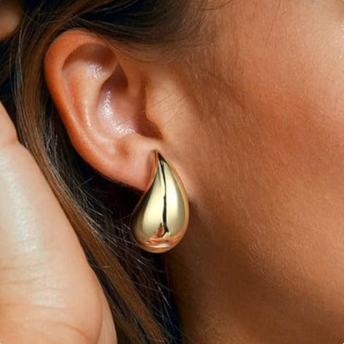 Chunky Gold Waterdrop Earrings - Lightweight