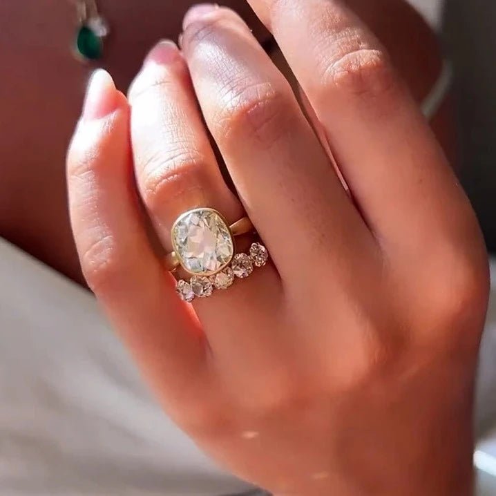 6 Carat Old Mine Cut Bezel Setting 18k Gold Ring - Kalyn & Co.