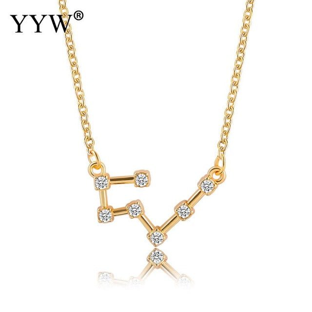 925 Silver Rhinestone Jewelry Pendant Necklace Gold Plated Constellation Zodiac Necklaces For Woman - Kalyn & Co.