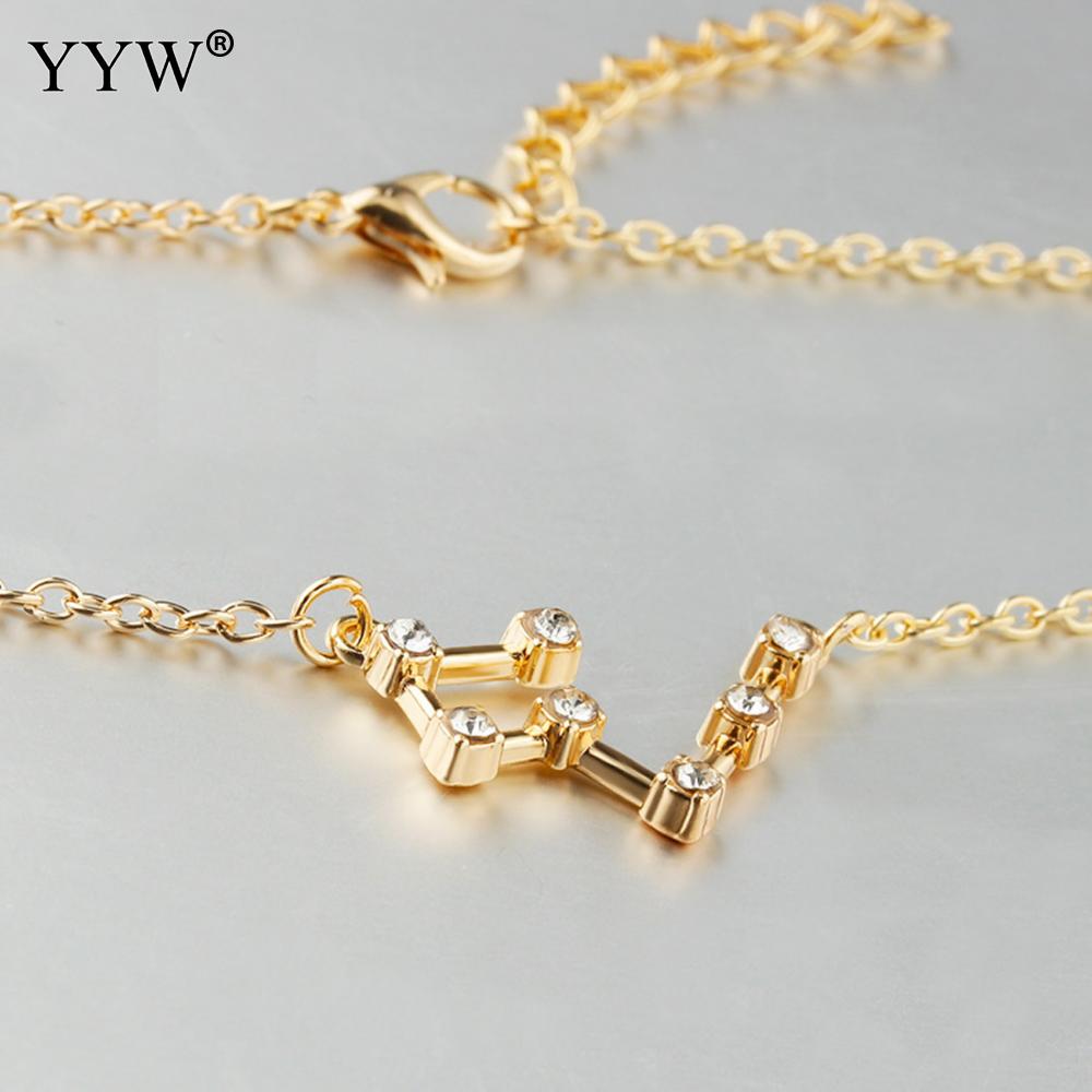 925 Silver Rhinestone Jewelry Pendant Necklace Gold Plated Constellation Zodiac Necklaces For Woman - Kalyn & Co.