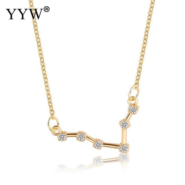 925 Silver Rhinestone Jewelry Pendant Necklace Gold Plated Constellation Zodiac Necklaces For Woman - Kalyn & Co.