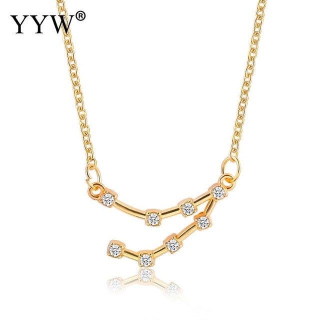 925 Silver Rhinestone Jewelry Pendant Necklace Gold Plated Constellation Zodiac Necklaces For Woman - Kalyn & Co.