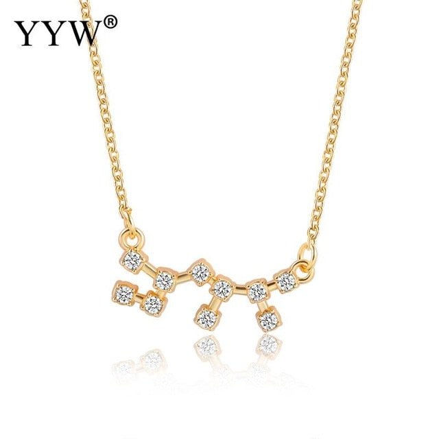 925 Silver Rhinestone Jewelry Pendant Necklace Gold Plated Constellation Zodiac Necklaces For Woman - Kalyn & Co.