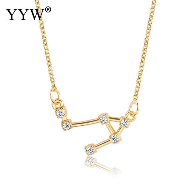 925 Silver Rhinestone Jewelry Pendant Necklace Gold Plated Constellation Zodiac Necklaces For Woman - Kalyn & Co.