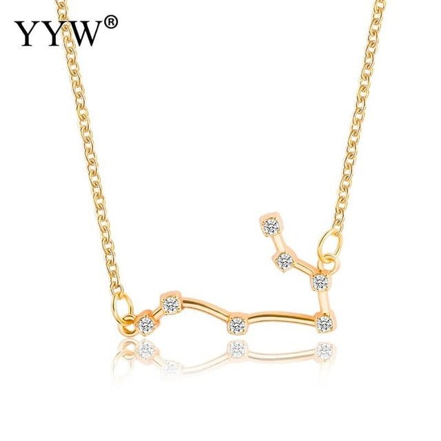 925 Silver Rhinestone Jewelry Pendant Necklace Gold Plated Constellation Zodiac Necklaces For Woman - Kalyn & Co.