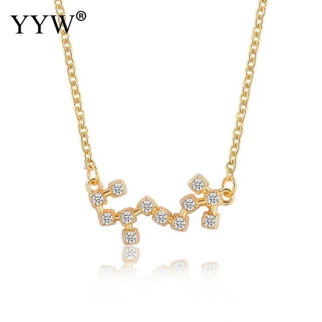 925 Silver Rhinestone Jewelry Pendant Necklace Gold Plated Constellation Zodiac Necklaces For Woman - Kalyn & Co.