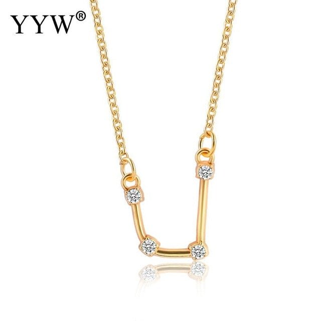 925 Silver Rhinestone Jewelry Pendant Necklace Gold Plated Constellation Zodiac Necklaces For Woman - Kalyn & Co.