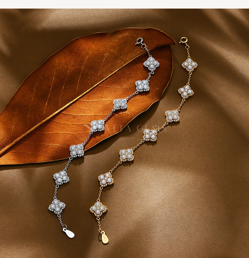 Clover Motif Moissanite Bracelet