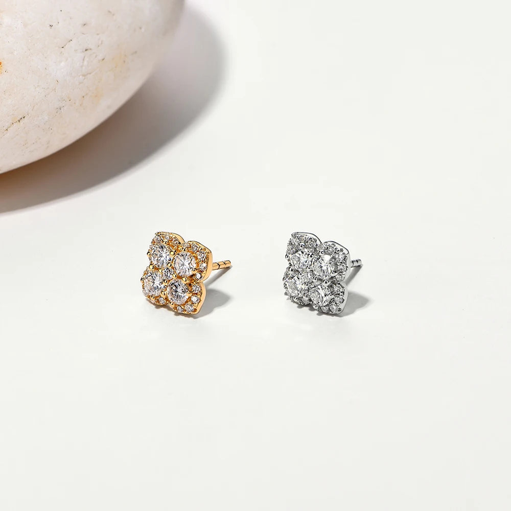 Clover Motif Moissanite Earrings - Kalyn & Co.