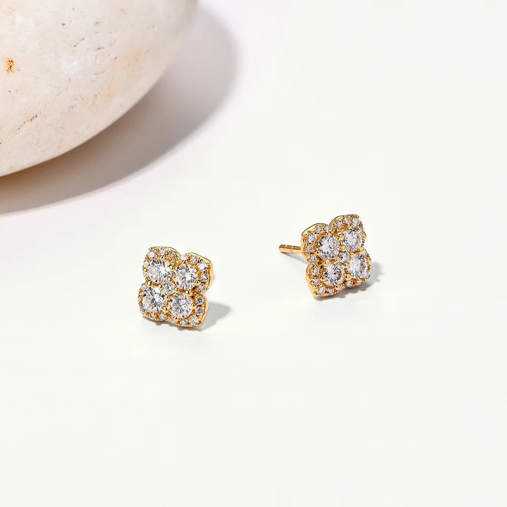Clover Motif Moissanite Earrings - Kalyn & Co.