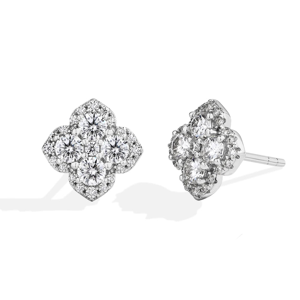 Clover Motif Moissanite Earrings - Kalyn & Co.