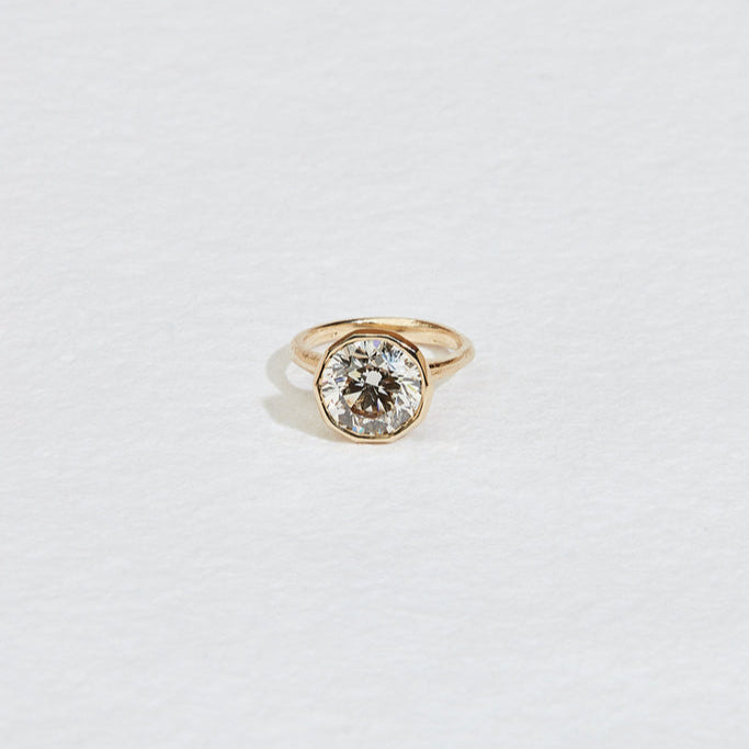 PAASH | Bezel Round Brilliant Cut 3.32 Carat Moissanite Ring 2.5 MM thick Solitaire Band