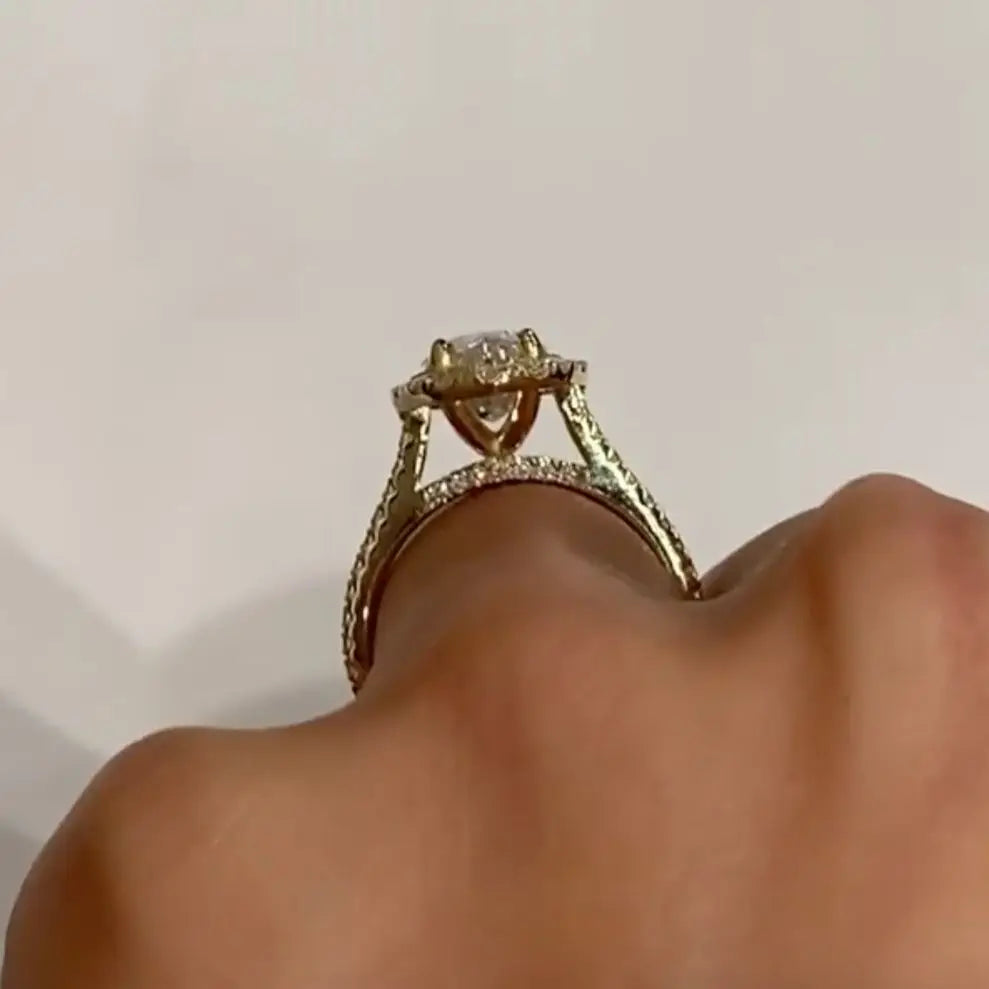 VEAZA | 2.5 Carat Crushed Ice Marquise Cut Halo Eternity