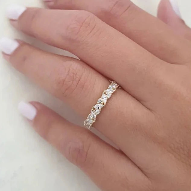 Marquise Eternity Wedding Band Combination Marquise + Round Cut