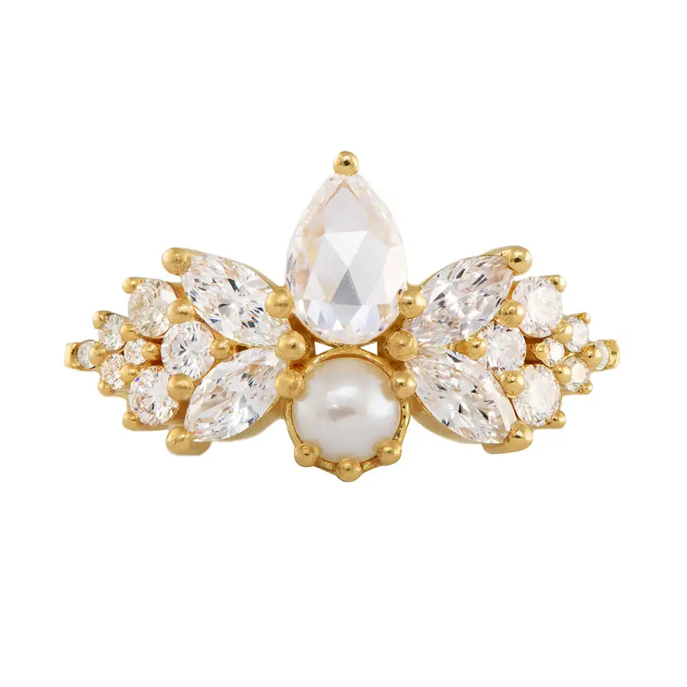 Whimsicle Fairytale Engagement Ring - 1ct Pear Rose Cut + Fresh Water Pearl