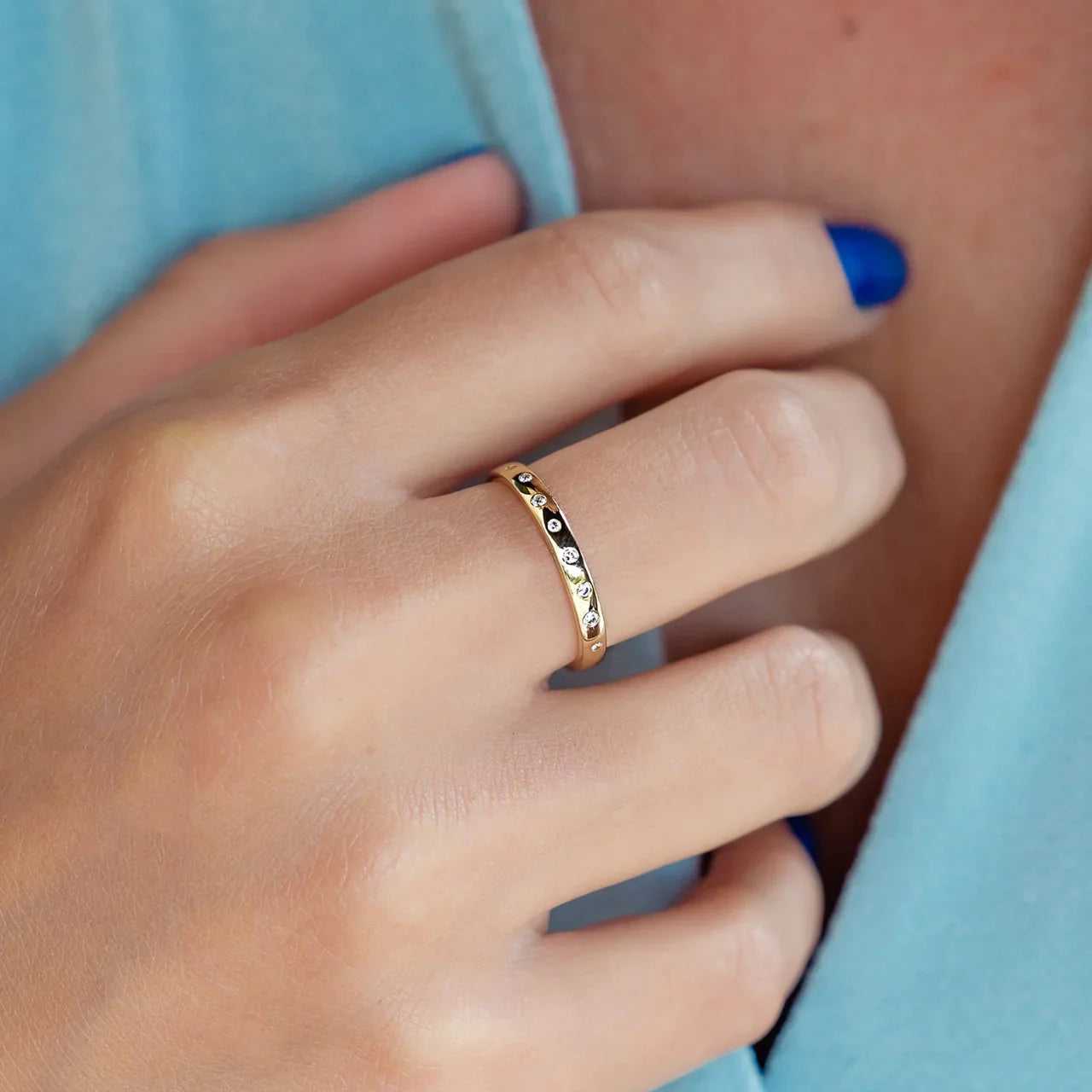 REVNA | Half Eternity Gold Wedding Band