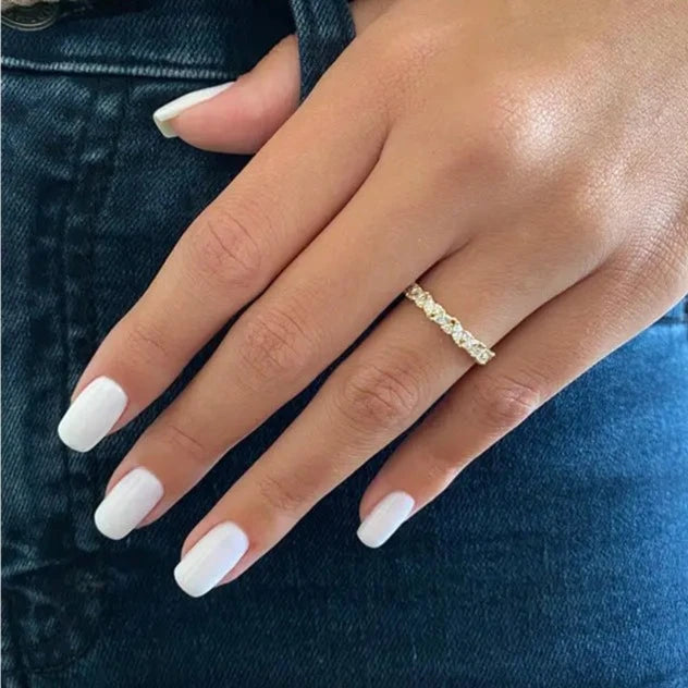 Marquise Eternity Wedding Band Combination Marquise + Round Cut
