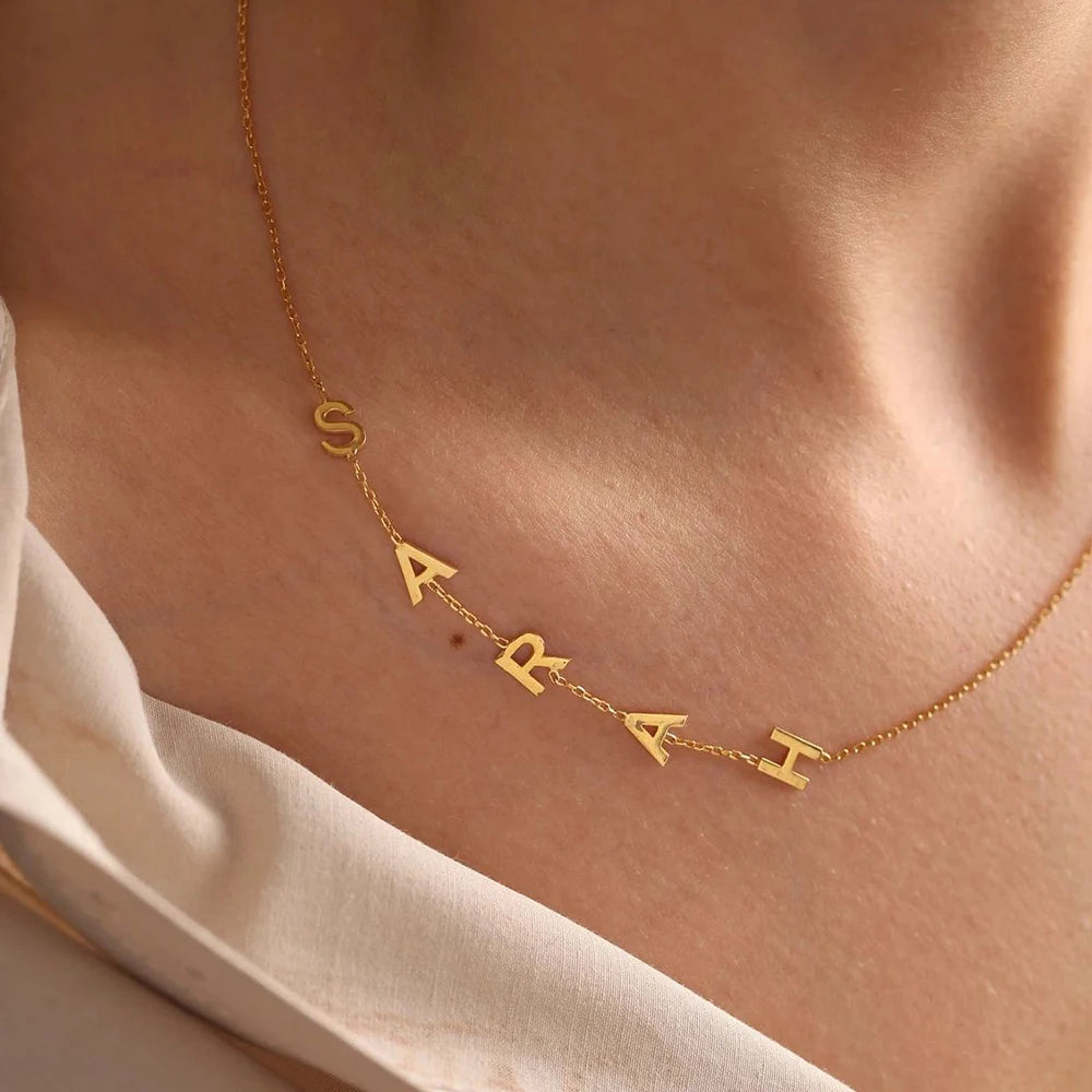 Custom Sideway Charm Initial Necklace