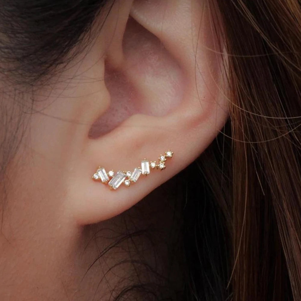 Starry Night Emerald Cut Ear Climber