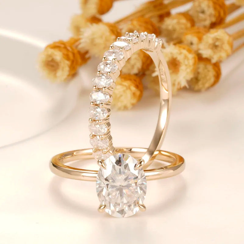 HILDA | 2 Carat Oval Cut Solitaire | Bridal Set Oval Eternity Band - Kalyn & Co.