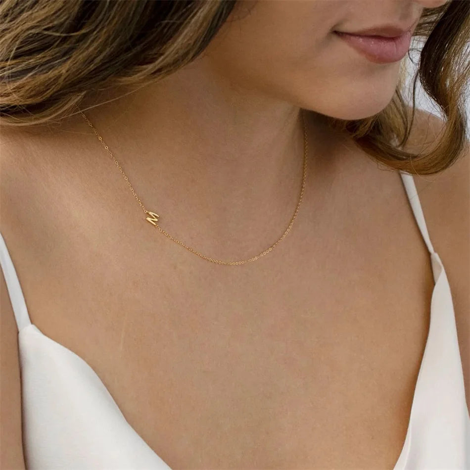 Custom Sideway Charm Initial Necklace