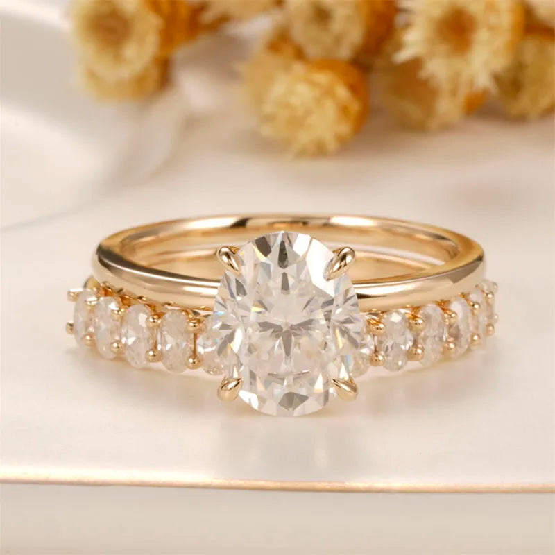 HILDA | 2 Carat Oval Cut Solitaire | Bridal Set Oval Eternity Band - Kalyn & Co.