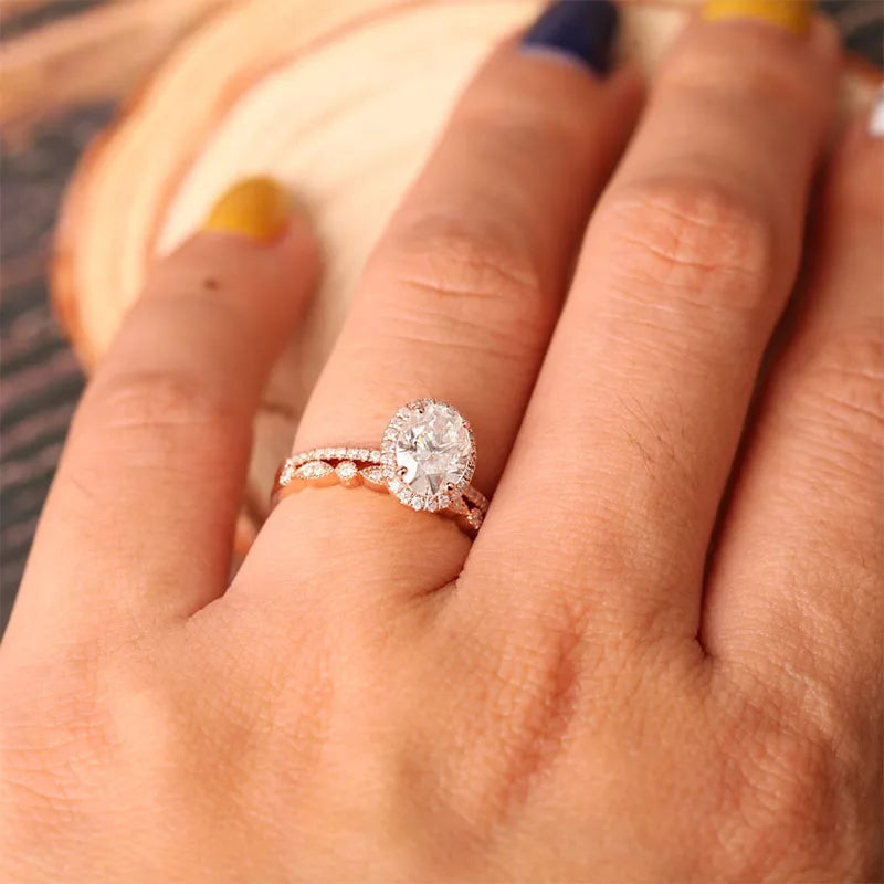 RUNE | 1.5 Carat Halo Oval Cut Pave with Eternity Bridal Set