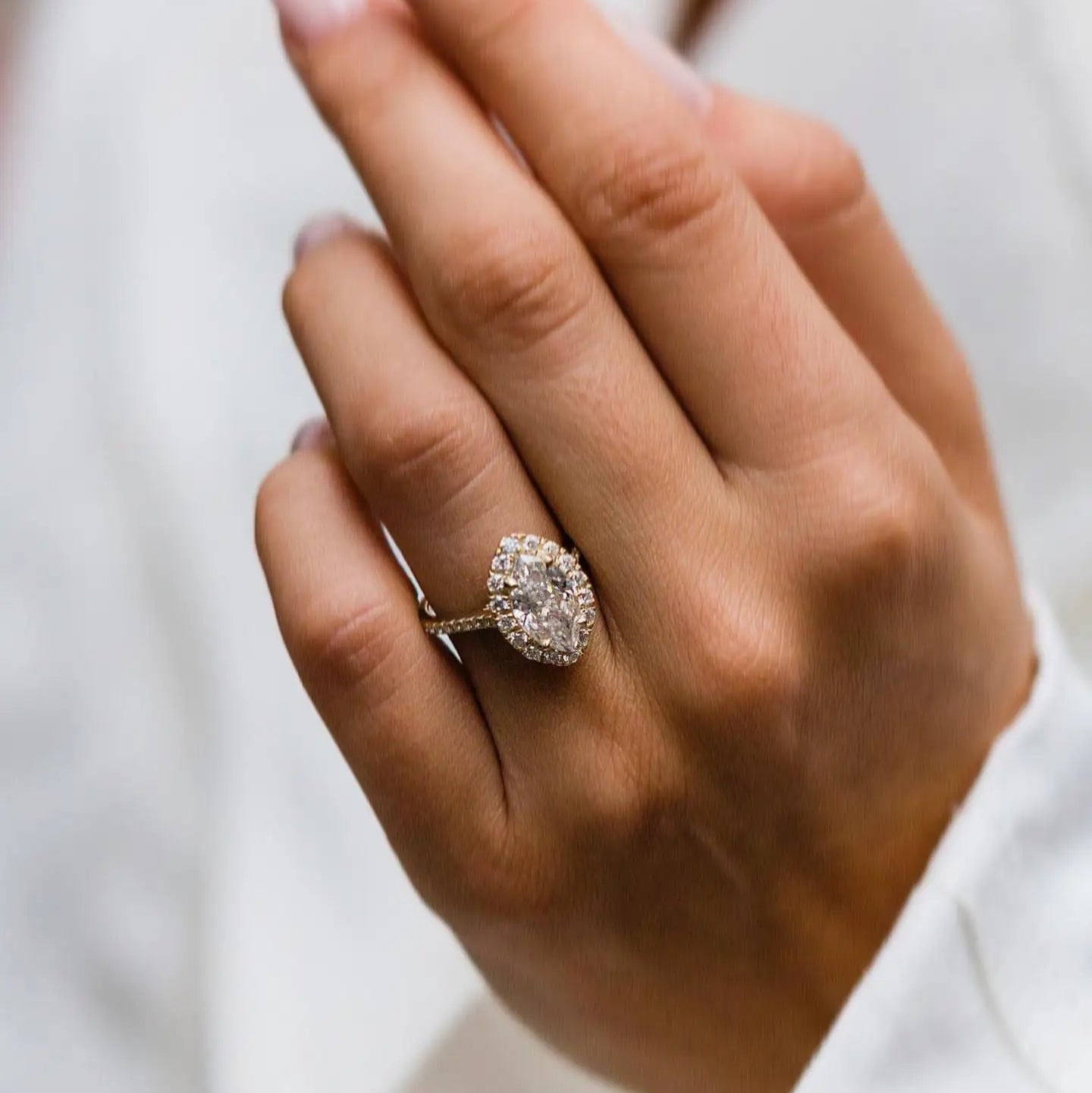 VEAZA | 2.5 Carat Crushed Ice Marquise Cut Halo Eternity