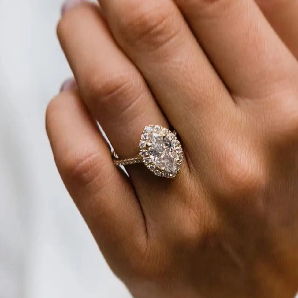 VEAZA | 2.5 Carat Crushed Ice Marquise Cut Halo Eternity