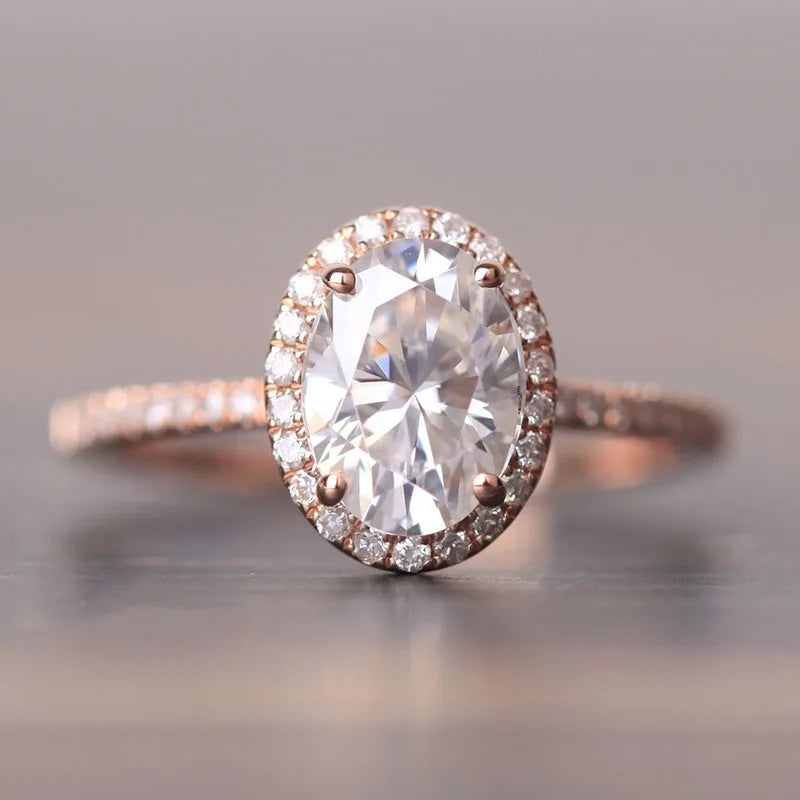 RUNE | 1.5 Carat Halo Oval Cut Pave with Eternity Bridal Set - Kalyn & Co.