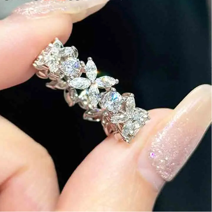 TIFFANY | Marquise Alternating Victoria Butterfly Moissanite Eternity Ring