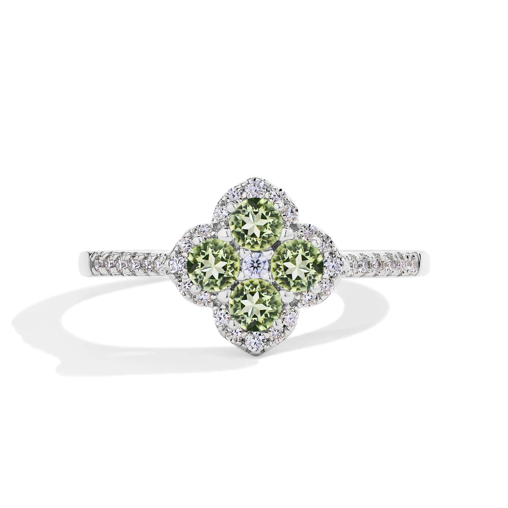 Clover Motif Moissanite Ring
