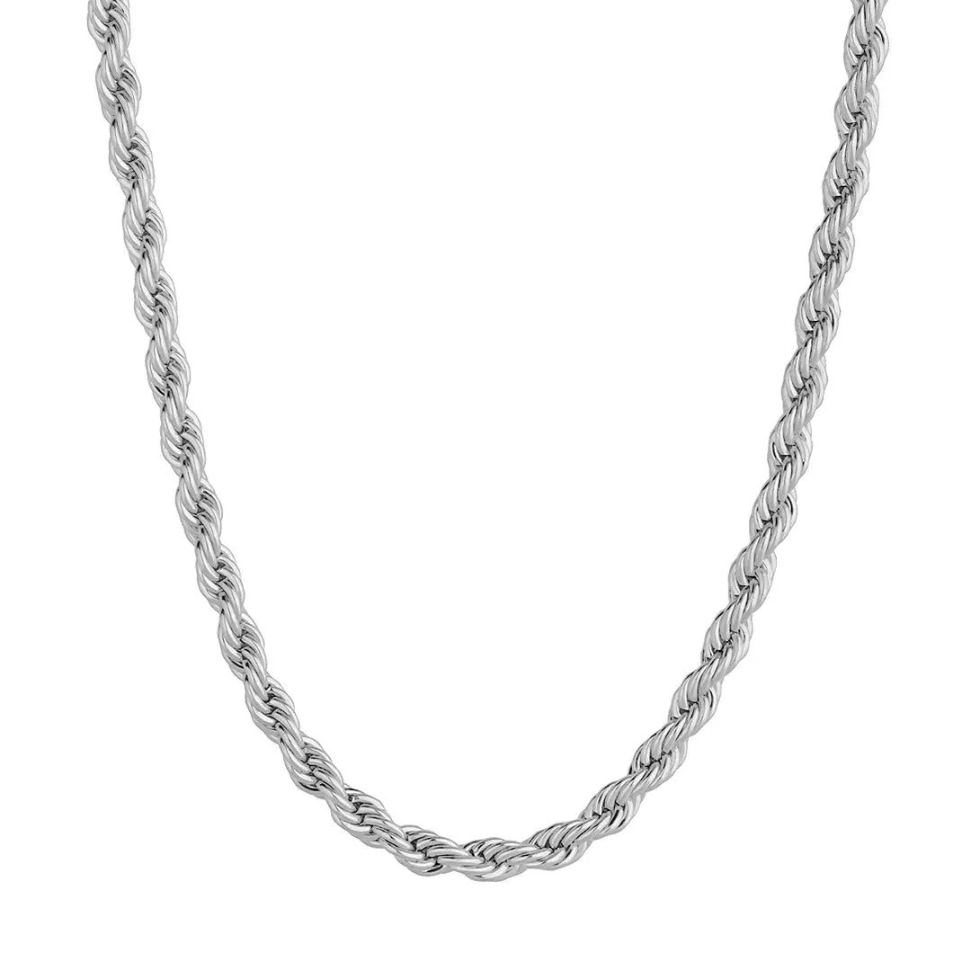 Twisted rope Chain Necklace Silver