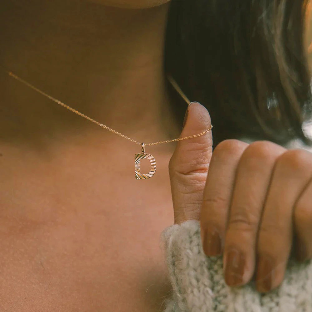Personalized Initial Pendant Necklace 14k Gold