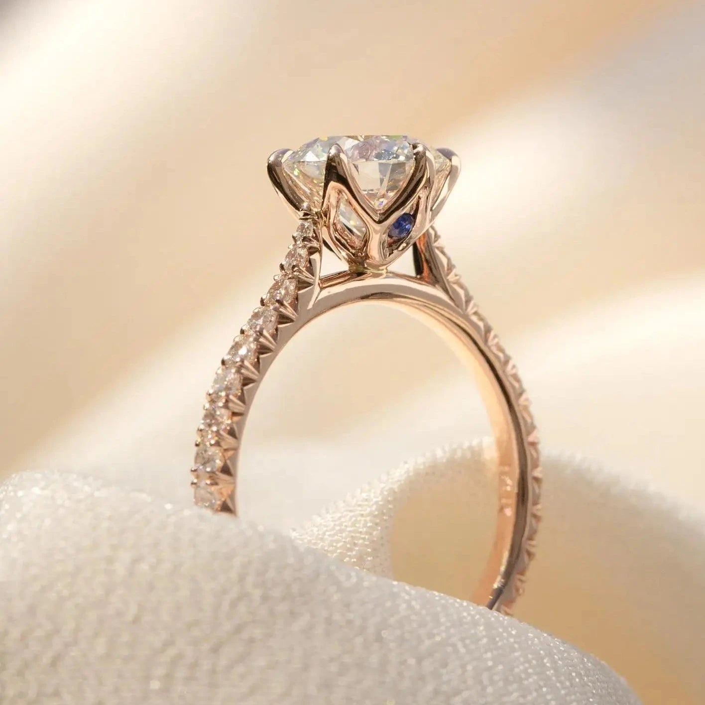 TULIP | Round Brilliant Cut Pave - 1.5 Carat Moissanite Engagement Ring