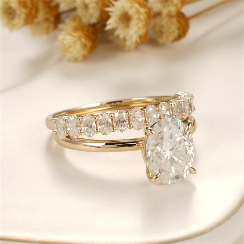 HILDA | 2 Carat Oval Cut Solitaire | Bridal Set Oval Eternity Band