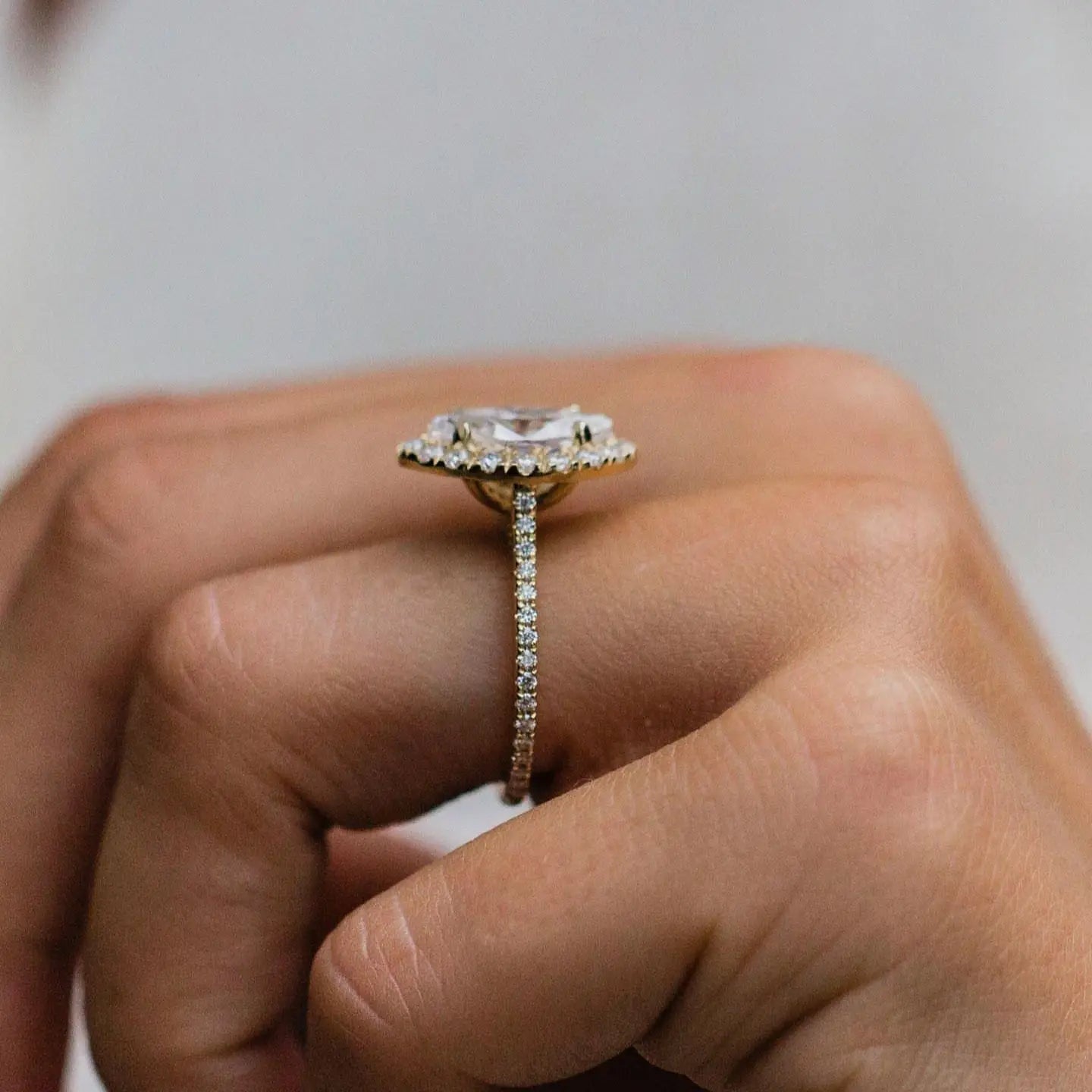 VEAZA | 2.5 Carat Crushed Ice Marquise Cut Halo Eternity