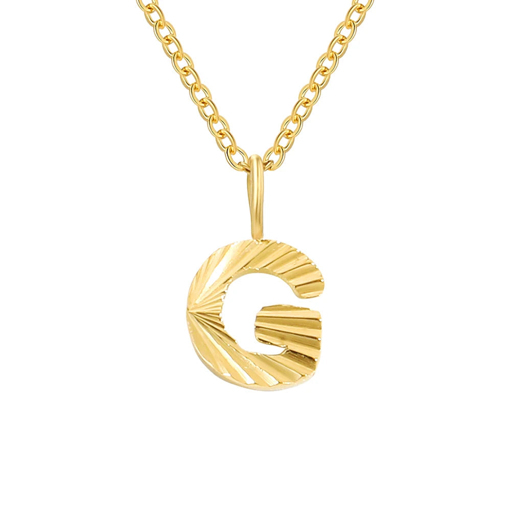 Personalized Initial Pendant Necklace 14k Gold - G