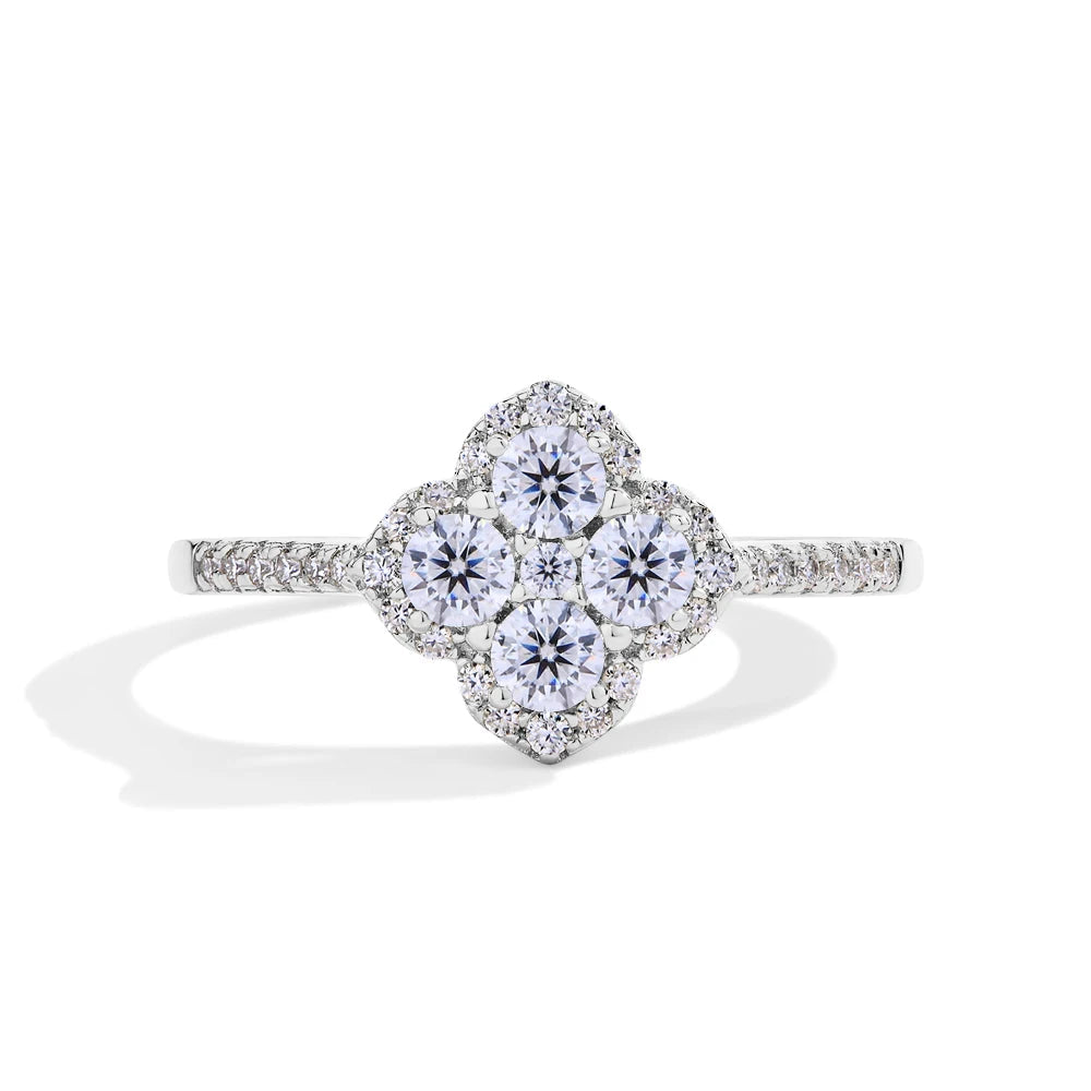 Clover Motif Moissanite Ring