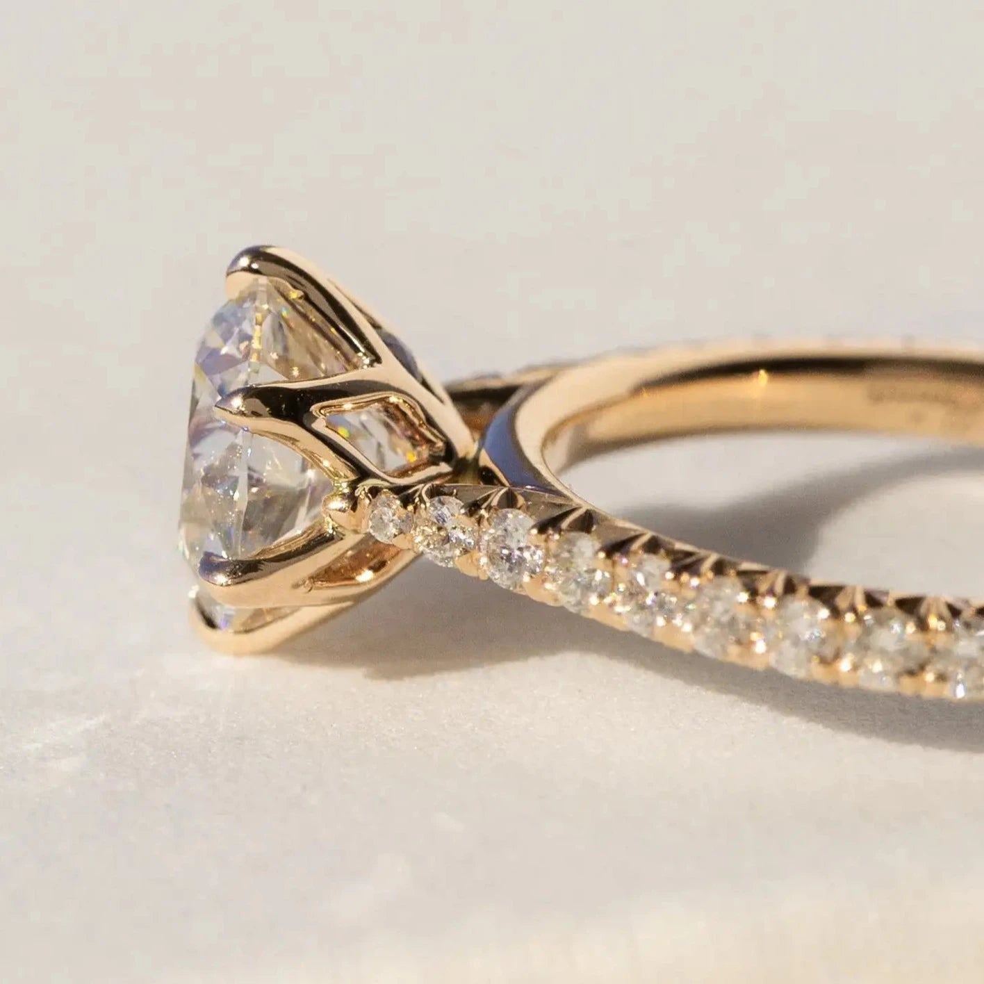 Round Brilliant Cut Pave - 1.5 Carat Moissanite Engagement Ring
