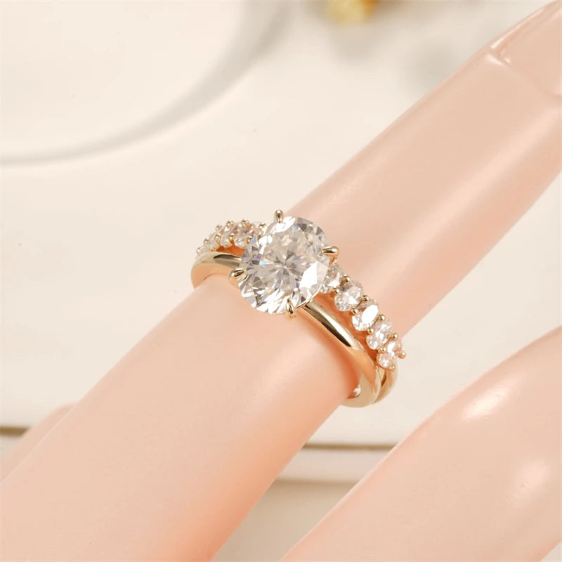 HILDA | 2 Carat Oval Cut Solitaire | Bridal Set Oval Eternity Band