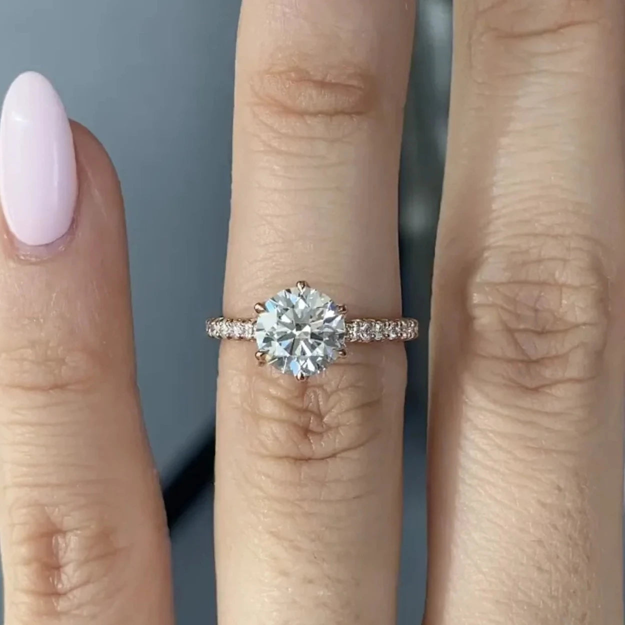TULIP | Round Brilliant Cut Pave - 1.5 Carat Moissanite Engagement Ring