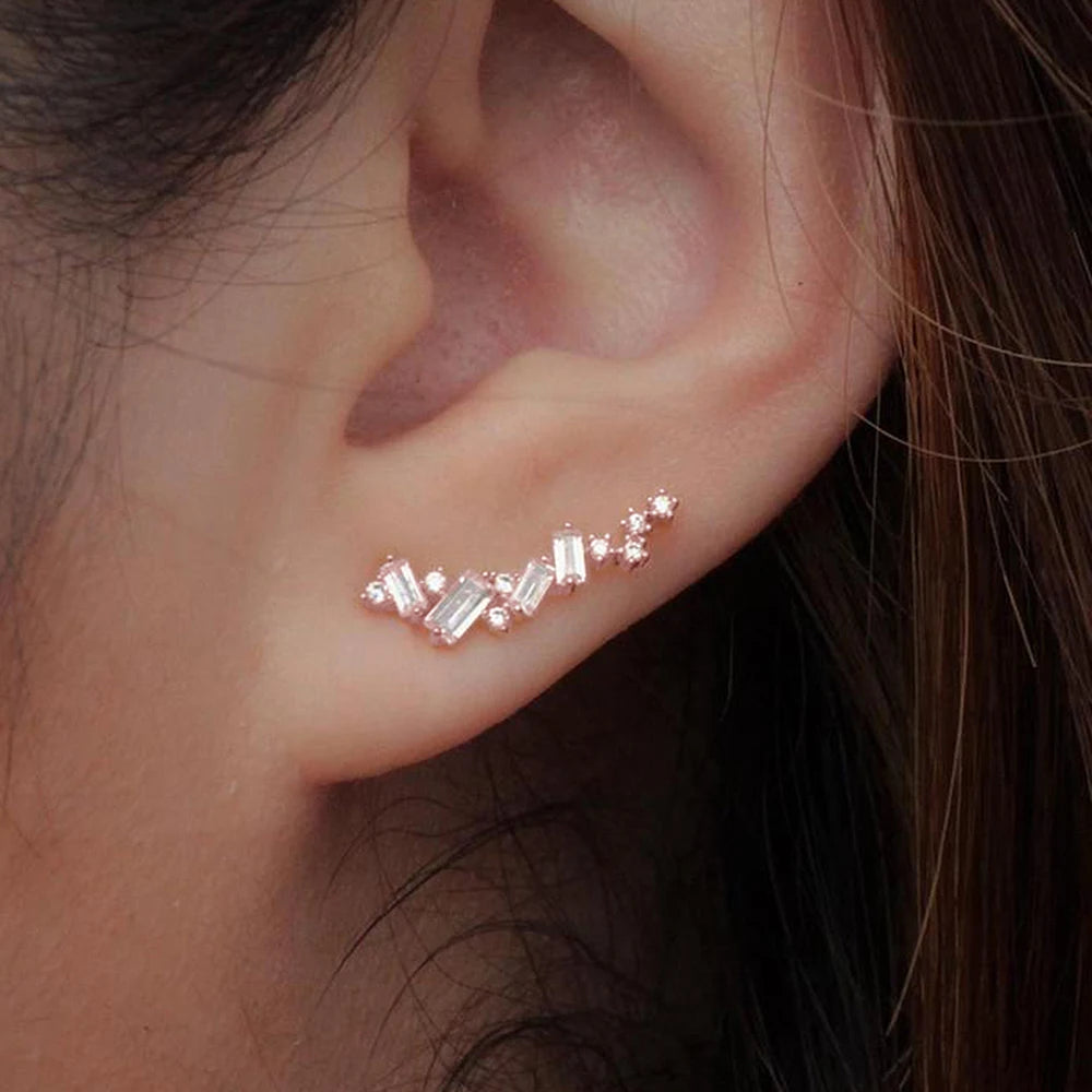 Starry Night Emerald Cut Ear Climber