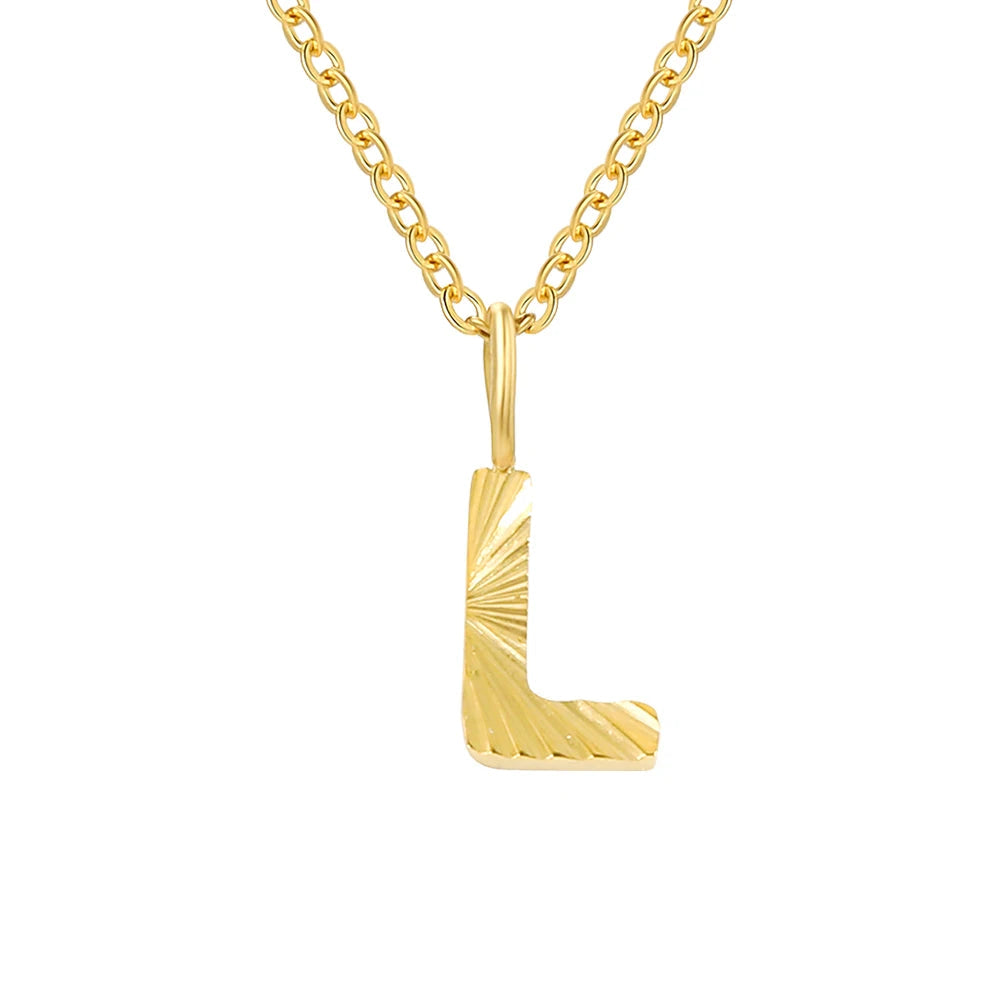 Personalized Initial Pendant Necklace 14k Gold - L