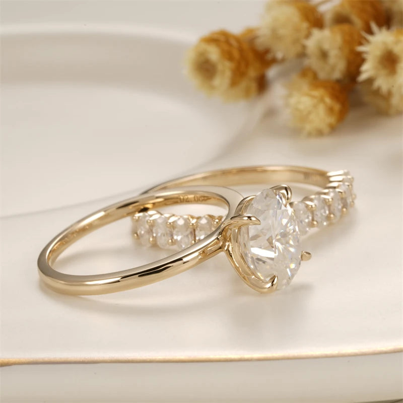 HILDA | 2 Carat Oval Cut Solitaire | Bridal Set Oval Eternity Band