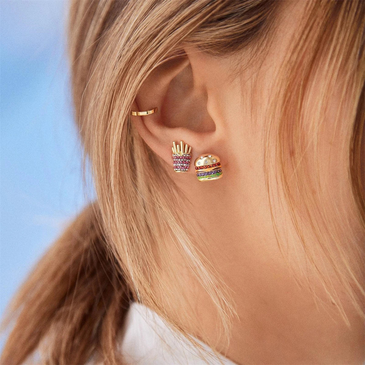 Cocktail Stud Earrings | 14K Gold Plated