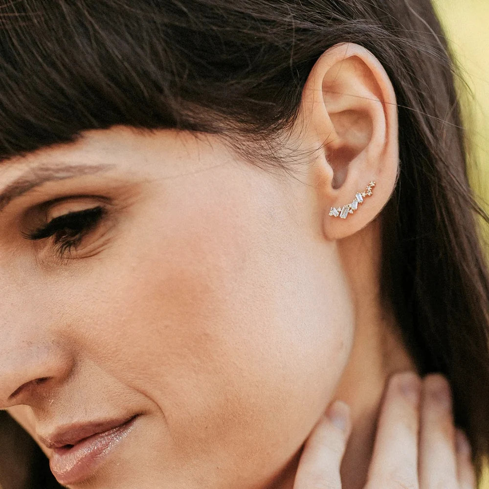Starry Night Emerald Cut Ear Climber